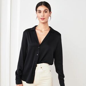 Washable Stretch Silk Notch Collar Blouse